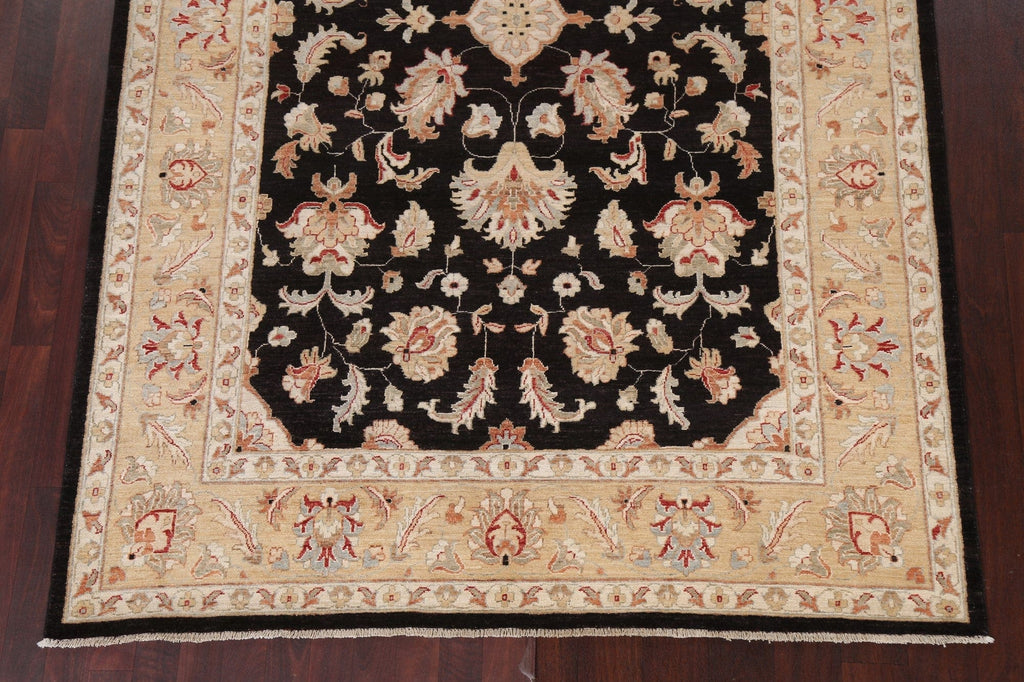 Vegetable Dye Chobi Peshawar Black Area Rug 6x9