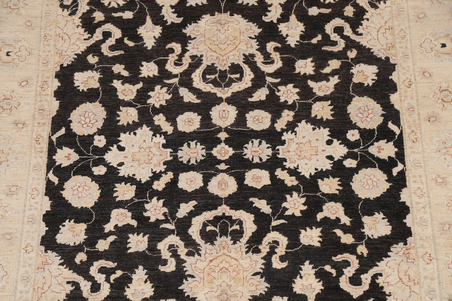 Vegetable Dye Chobi Peshawar Black Area Rug 6x9