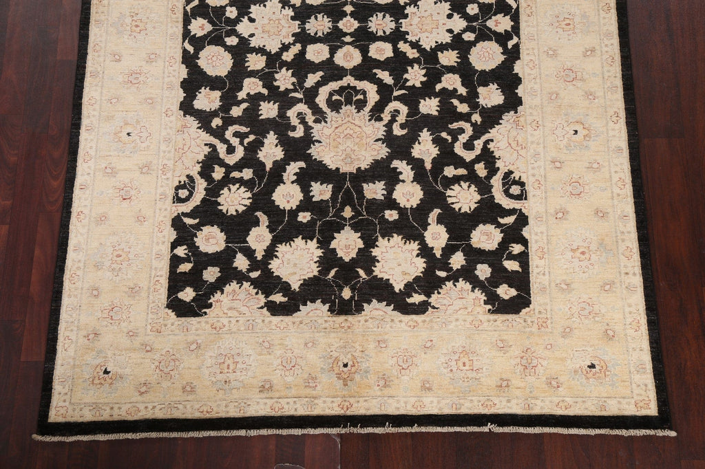 Vegetable Dye Chobi Peshawar Black Area Rug 6x9