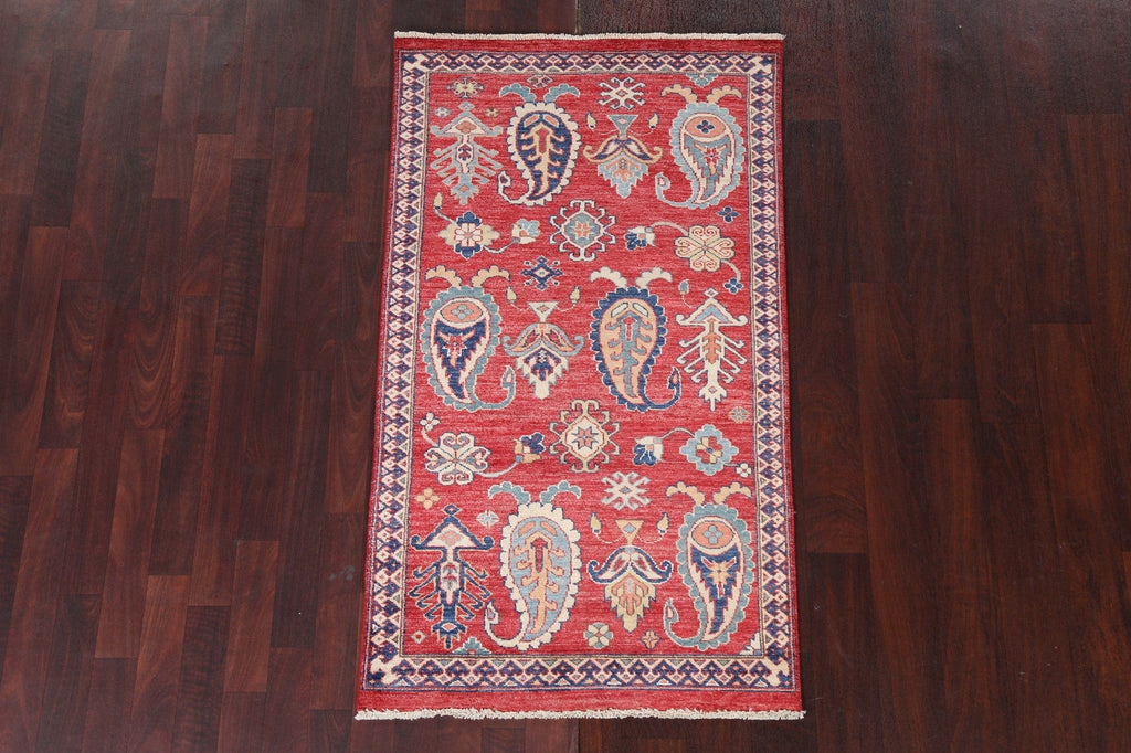 Vegetable Dye Super Kazak Paisley Wool Rug 3x5