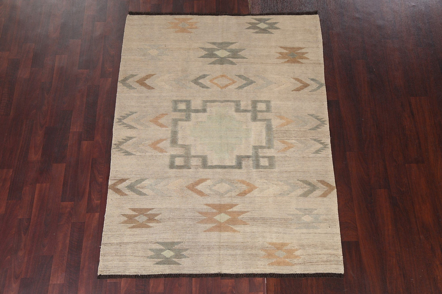 Natural Dye Kilim Flat-Weave Area Rug 5x6