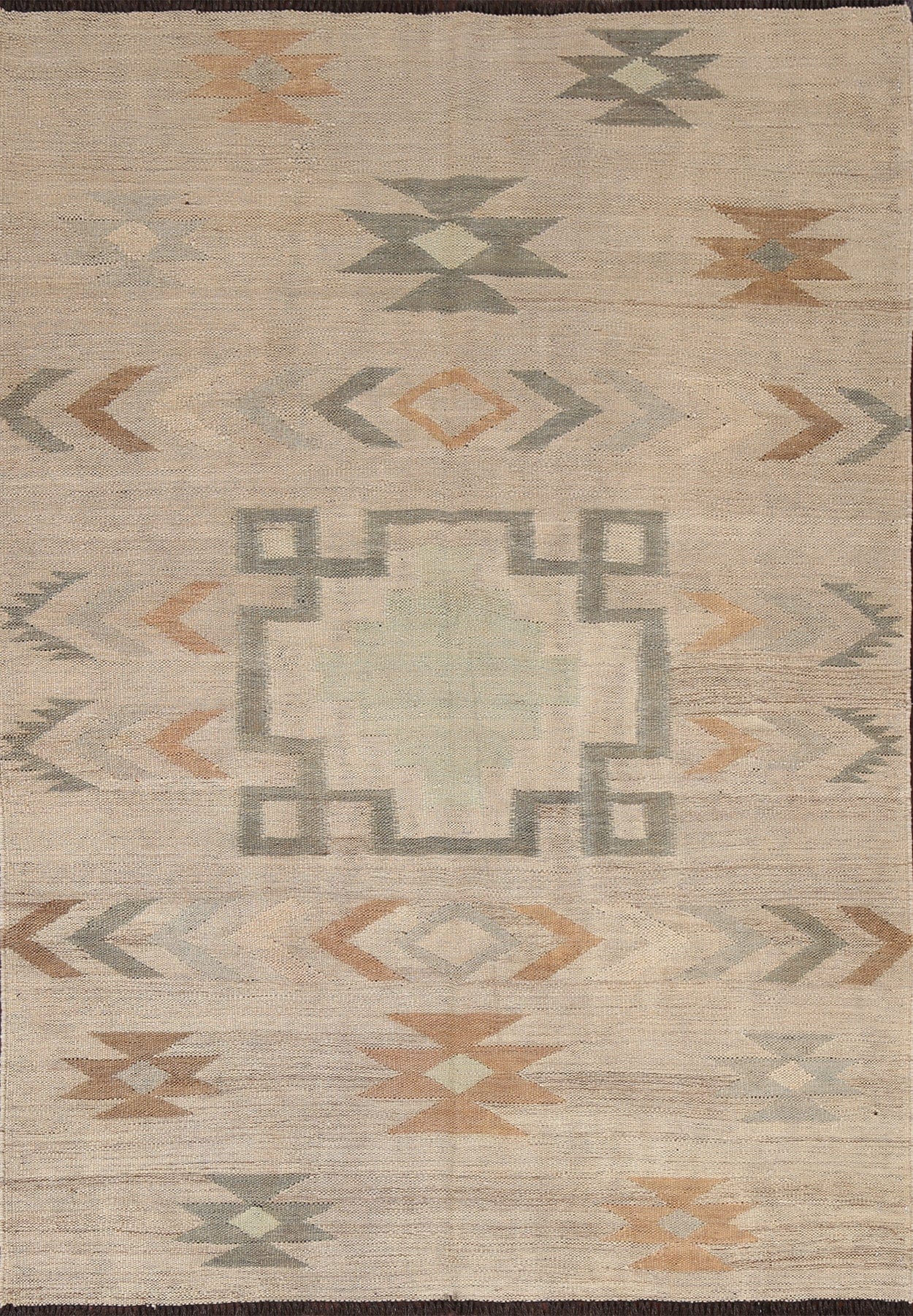 Natural Dye Kilim Flat-Weave Area Rug 5x6