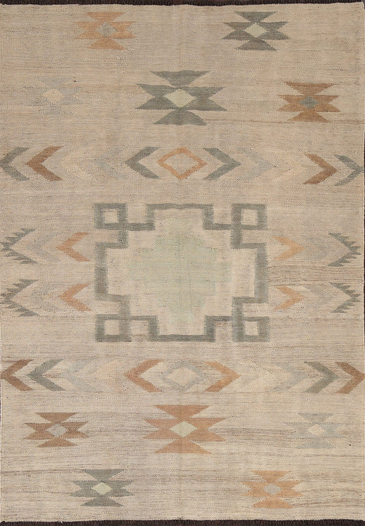 Natural Dye Kilim Flat-Weave Area Rug 5x6