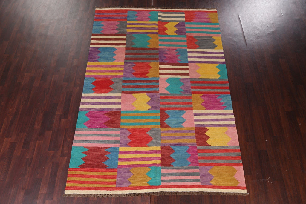 Natural Dye Kilim Oriental Area Rug 7x10