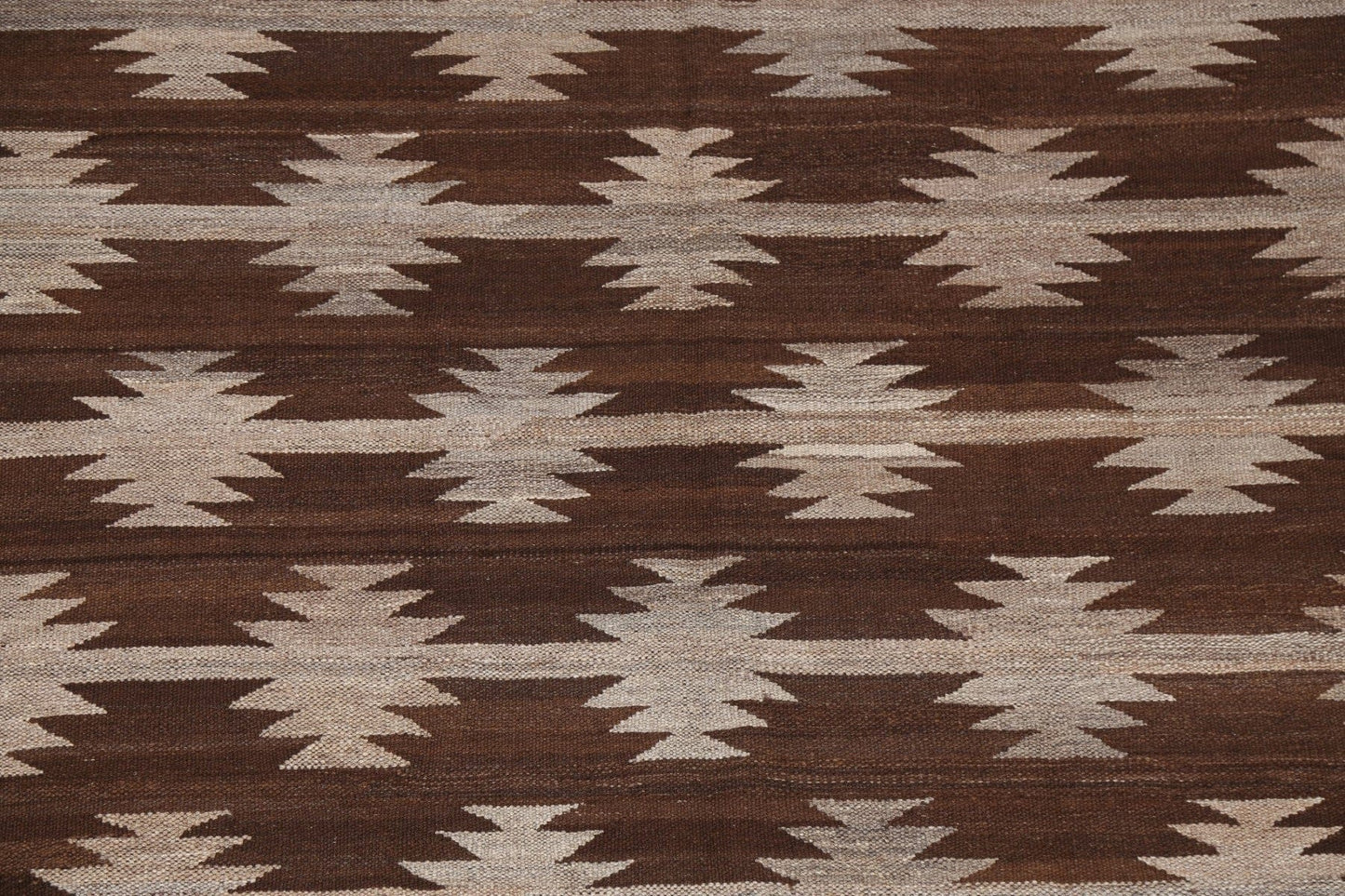 Brown Geometric Kilim Natural Dye Area Rug 5x7