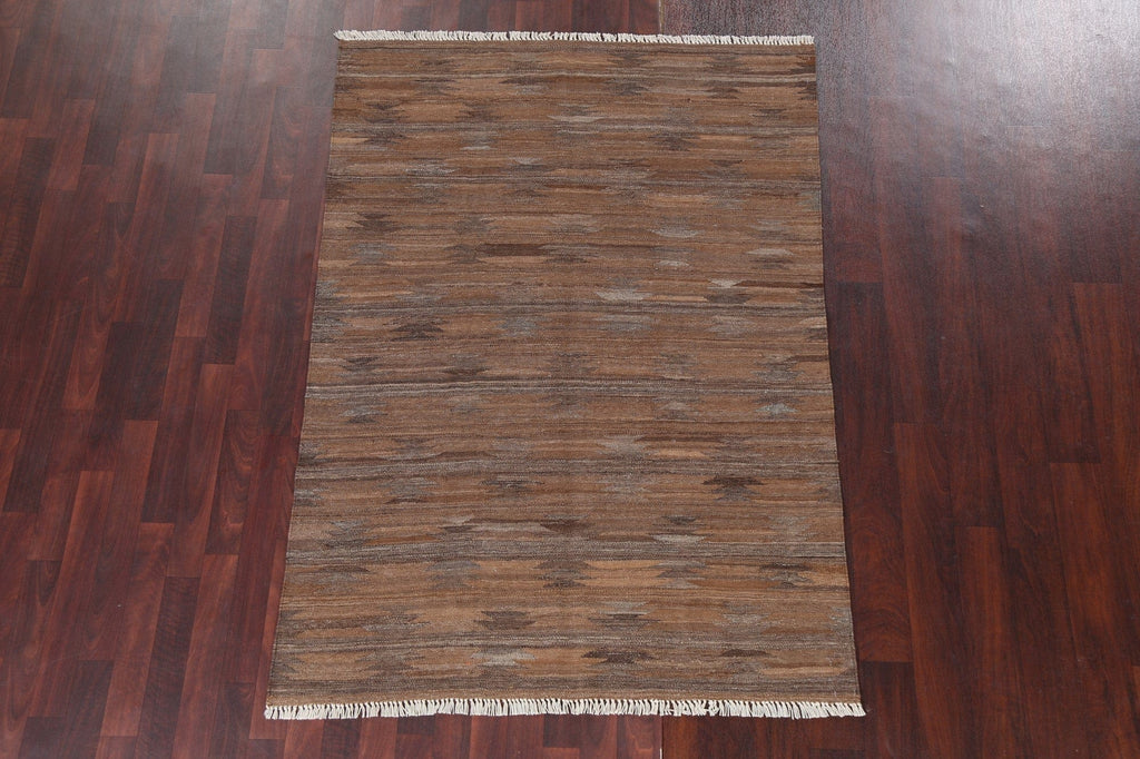 Tribal Brown Kilim Natural Dye Area Rug 4x6