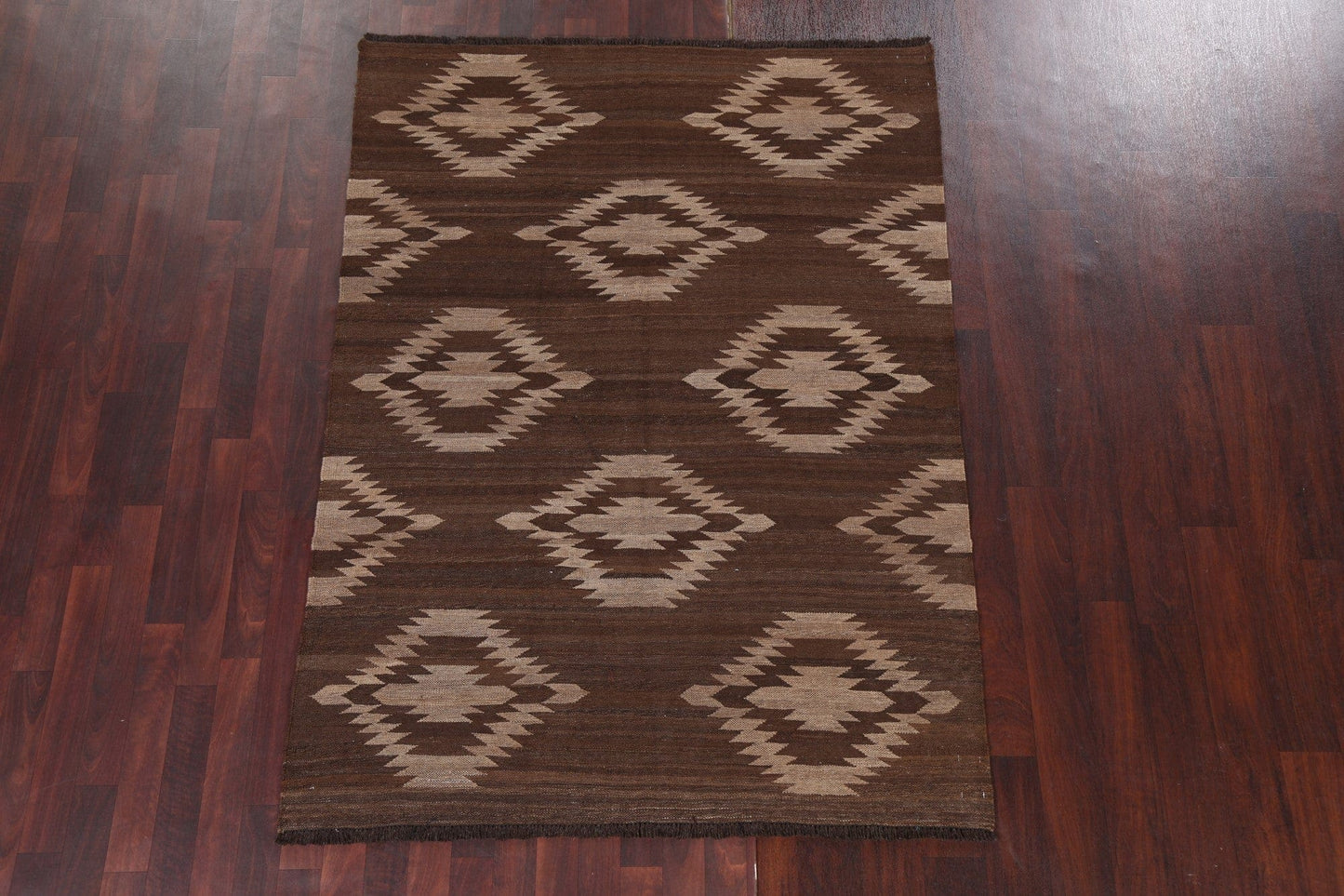 Natural Dye Brown Kilim Tribal Area Rug 5x6