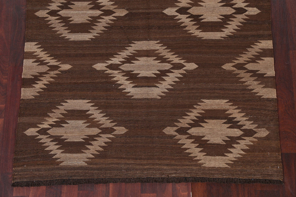 Natural Dye Brown Kilim Tribal Area Rug 5x6