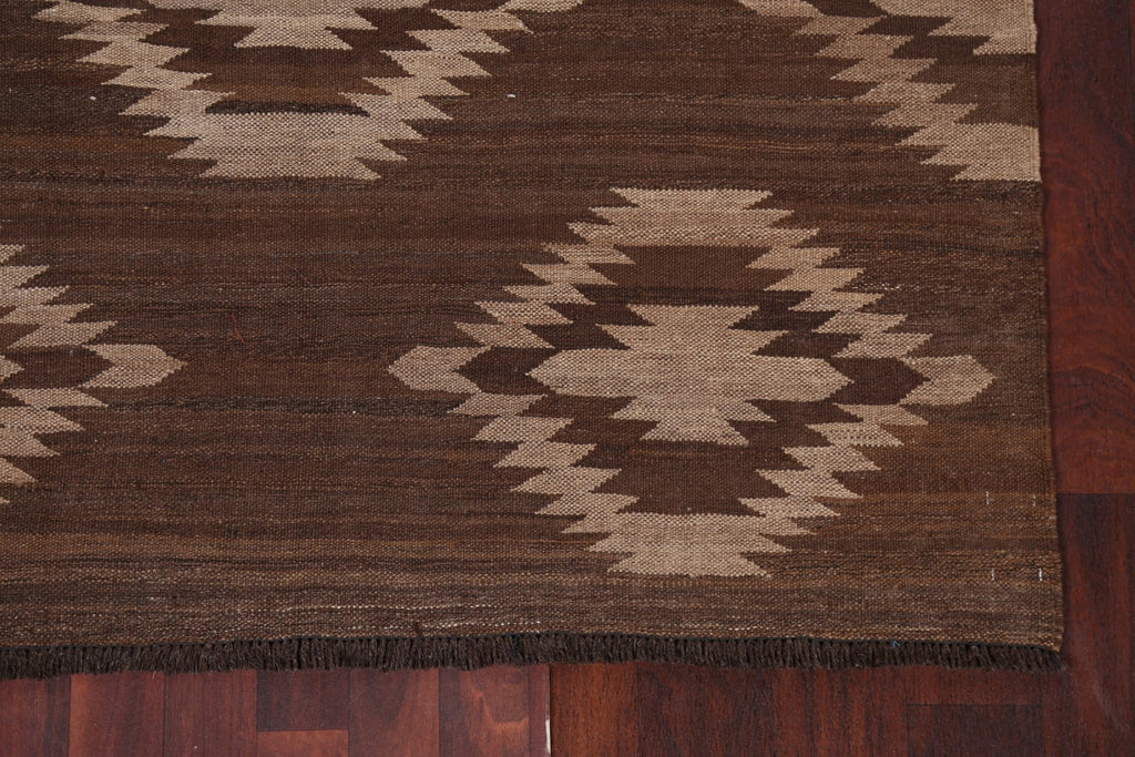 Natural Dye Brown Kilim Tribal Area Rug 5x6