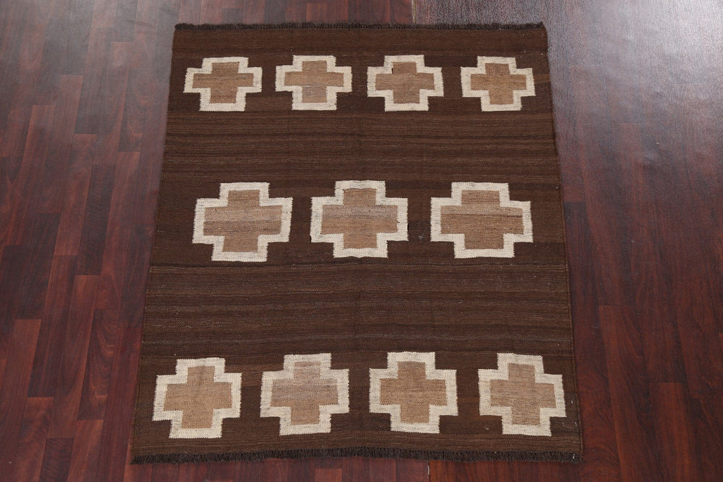 Tribal Square Kilim Natural Dye Wool Rug 5x5