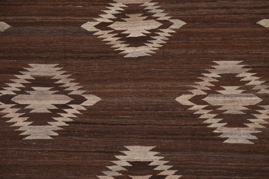 Brown Kilim Natural Dye Area Rug 5x7