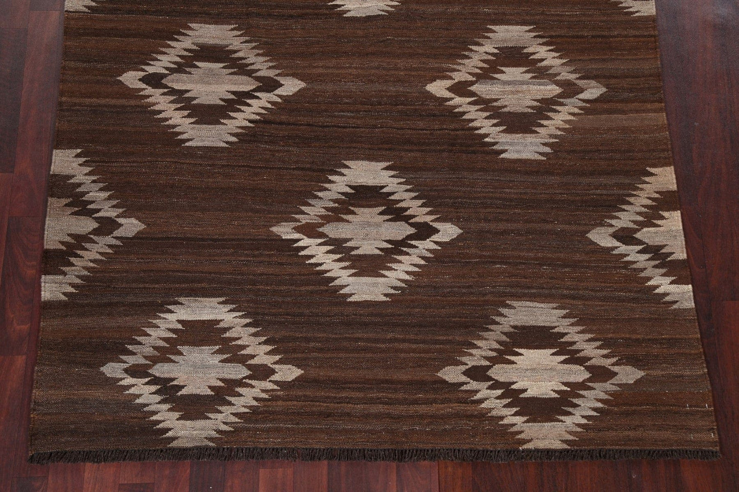 Brown Kilim Natural Dye Area Rug 5x7