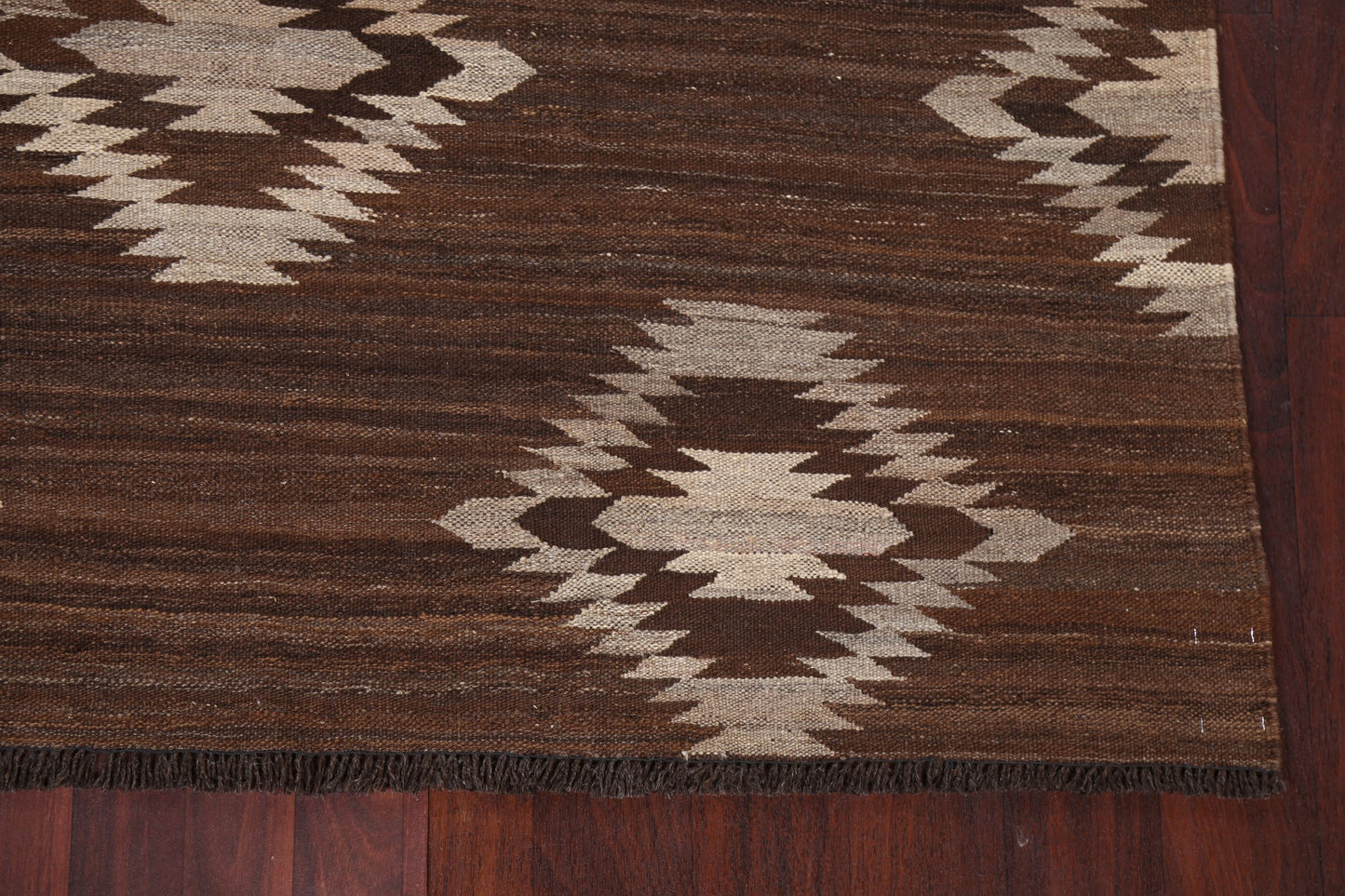 Brown Kilim Natural Dye Area Rug 5x7