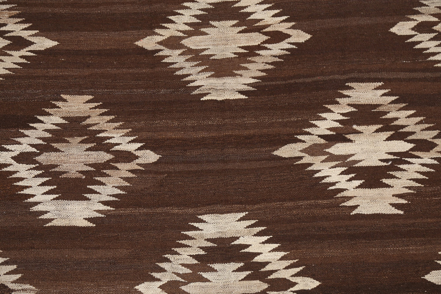 Natural Dye Brown Kilim Wool Area Rug 5x7