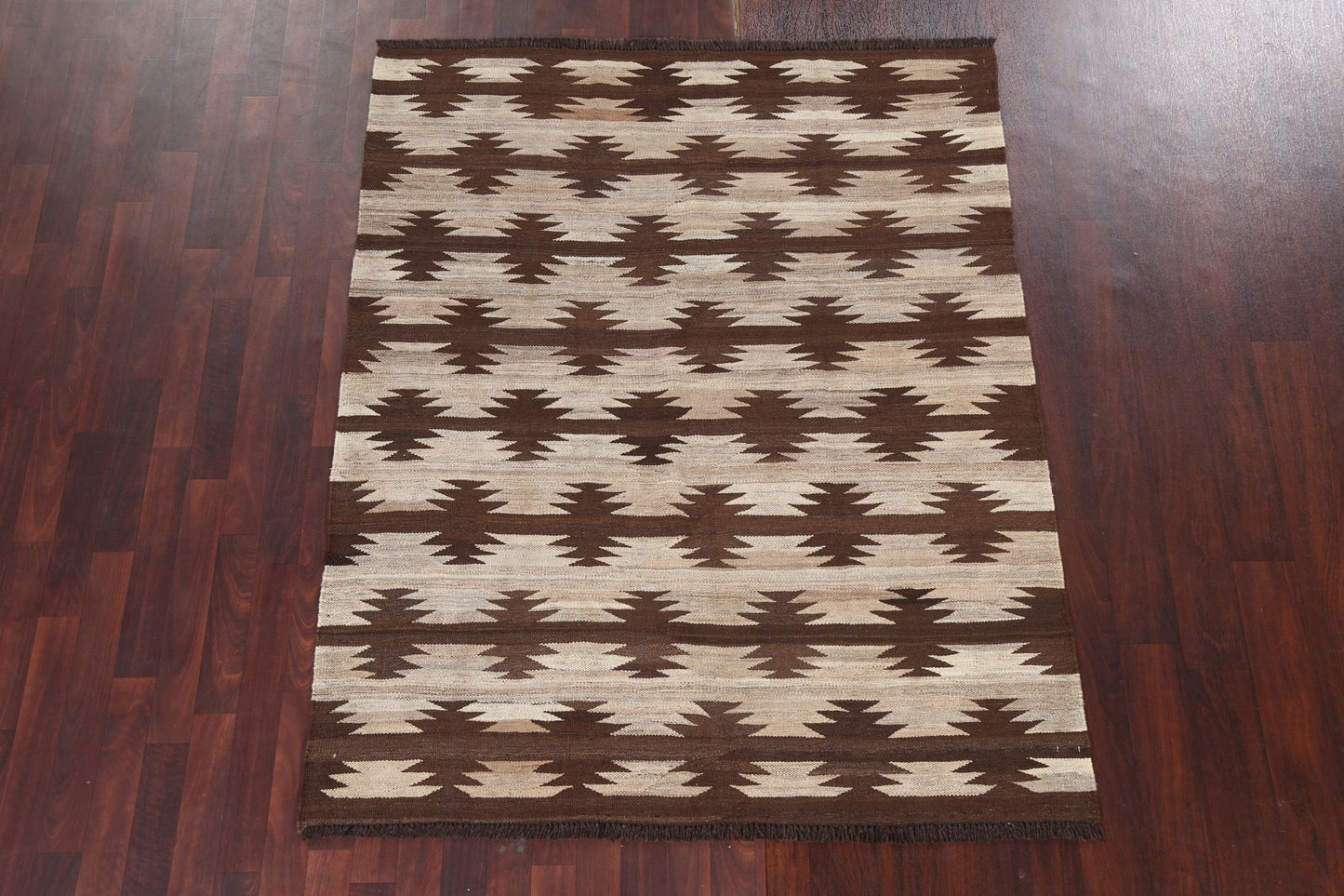 Geometric Kilim Natural Dye Area Rug 5x6