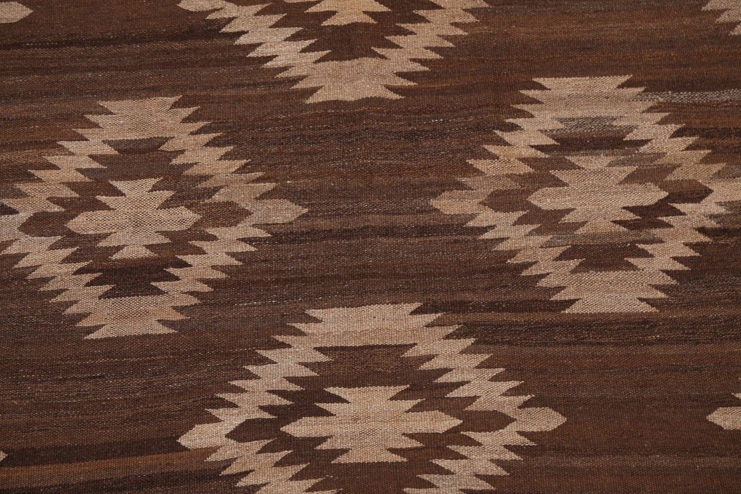 Natural Dye Brown Kilim Wool Area Rug 5x7