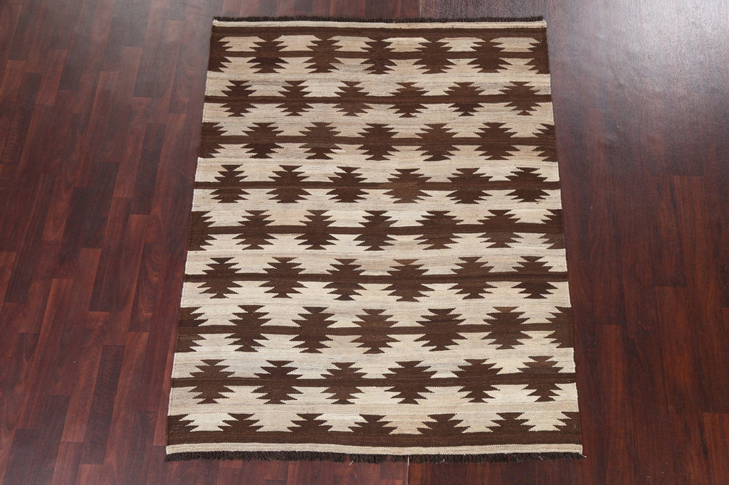 Natural Dye Tribal Kilim Wool Area Rug 5x6