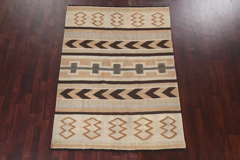 Natural Dye Kilim Flat-Weave Area Rug 5x7