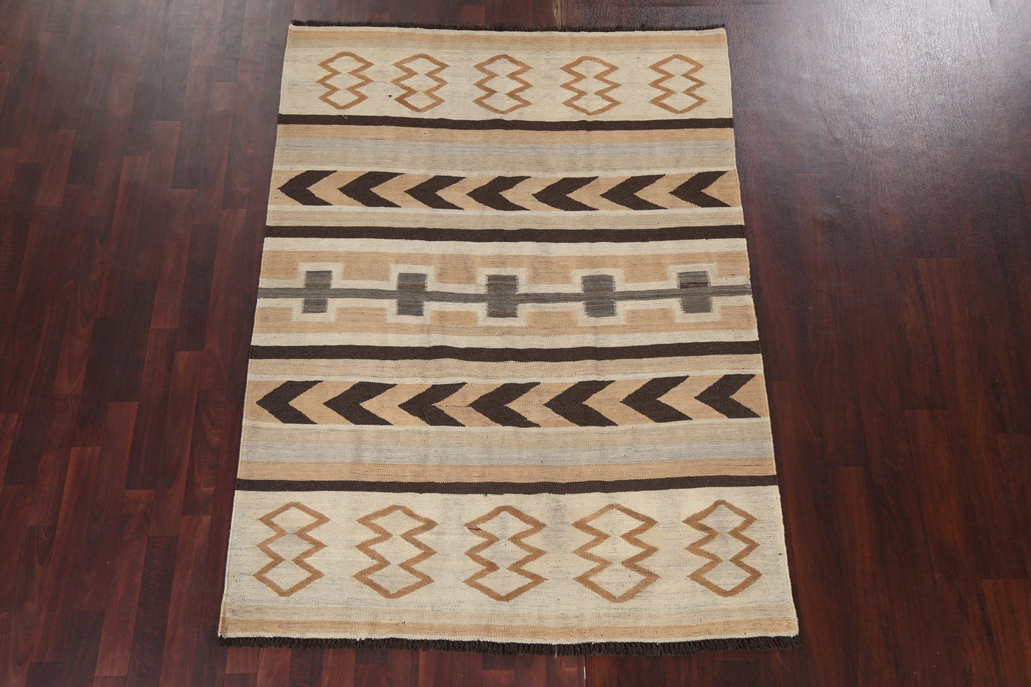 Natural Dye Kilim Flat-Weave Area Rug 5x7