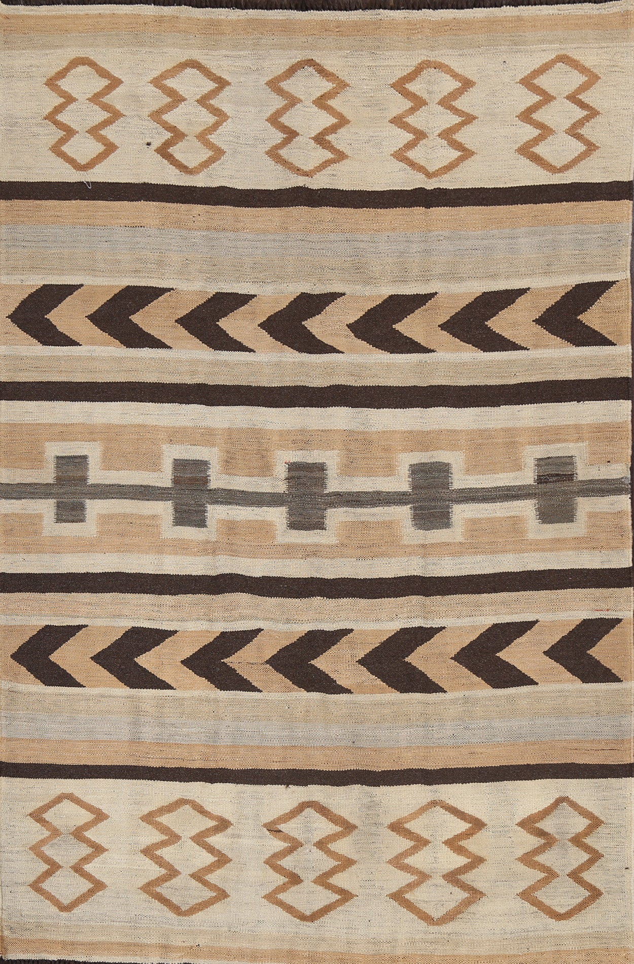 Natural Dye Kilim Flat-Weave Area Rug 5x7