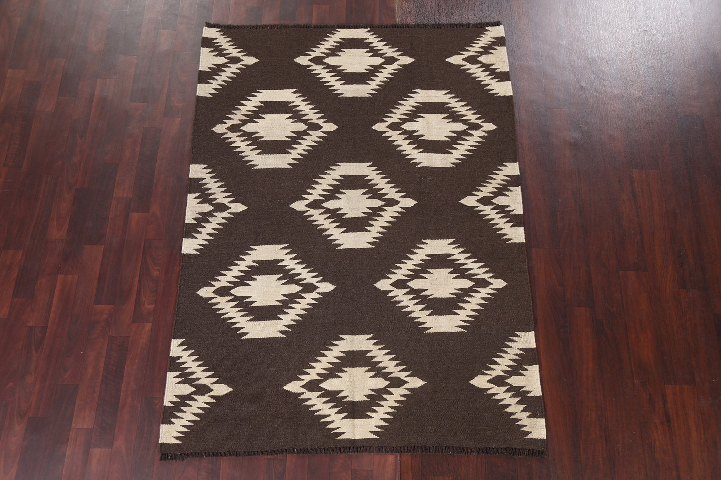 Natural Dye Kilim Flat-Weave Area Rug 5x7