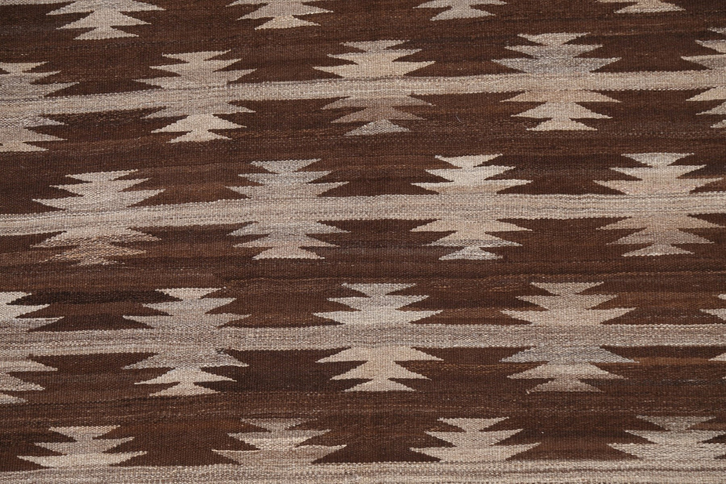 Natural Dye Brown Kilim Wool Area Rug 5x6