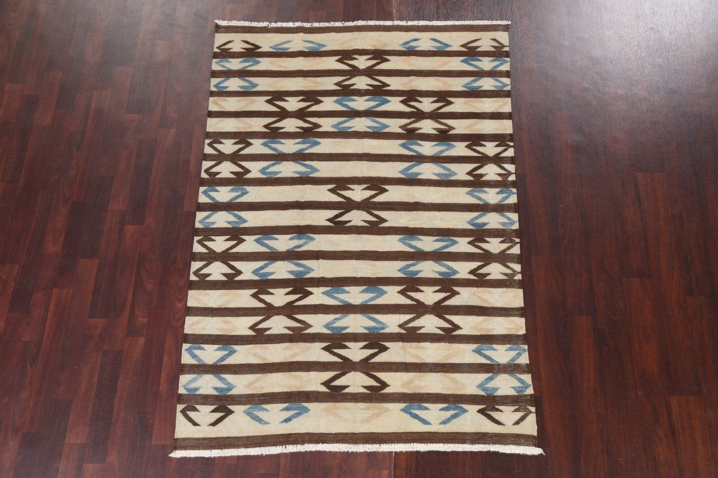 Natural Dye Tribal Kilim Wool Area Rug 5x7