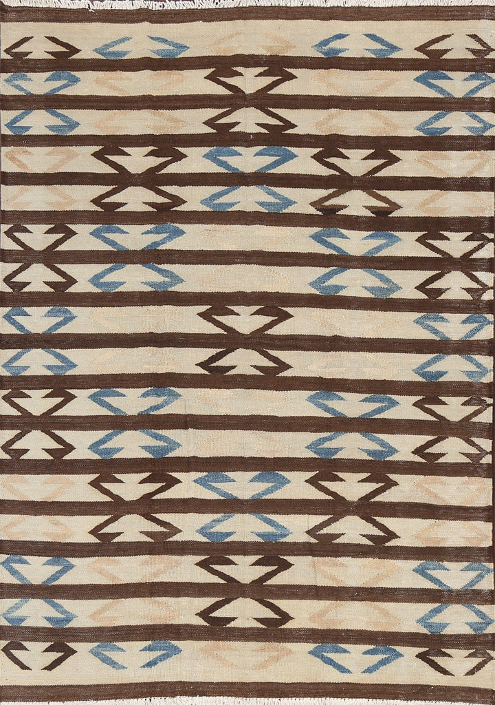 Natural Dye Tribal Kilim Wool Area Rug 5x7