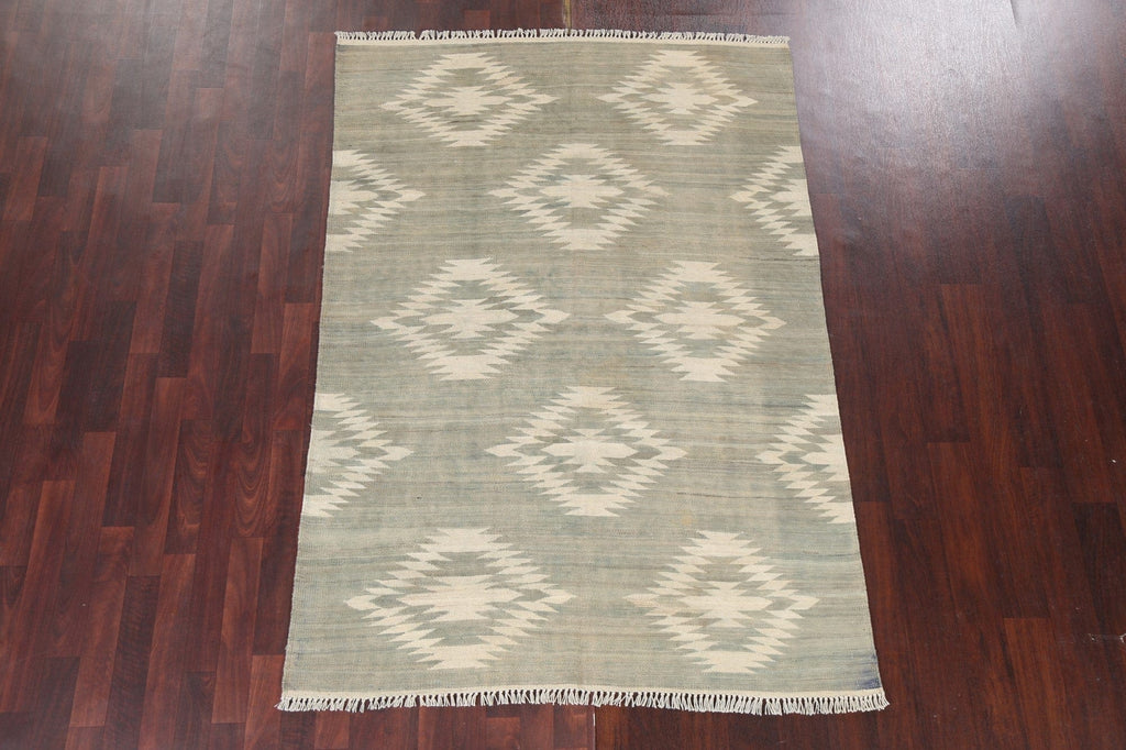 Natural Dye Wool Kilim Handmade Area Rug 5x7