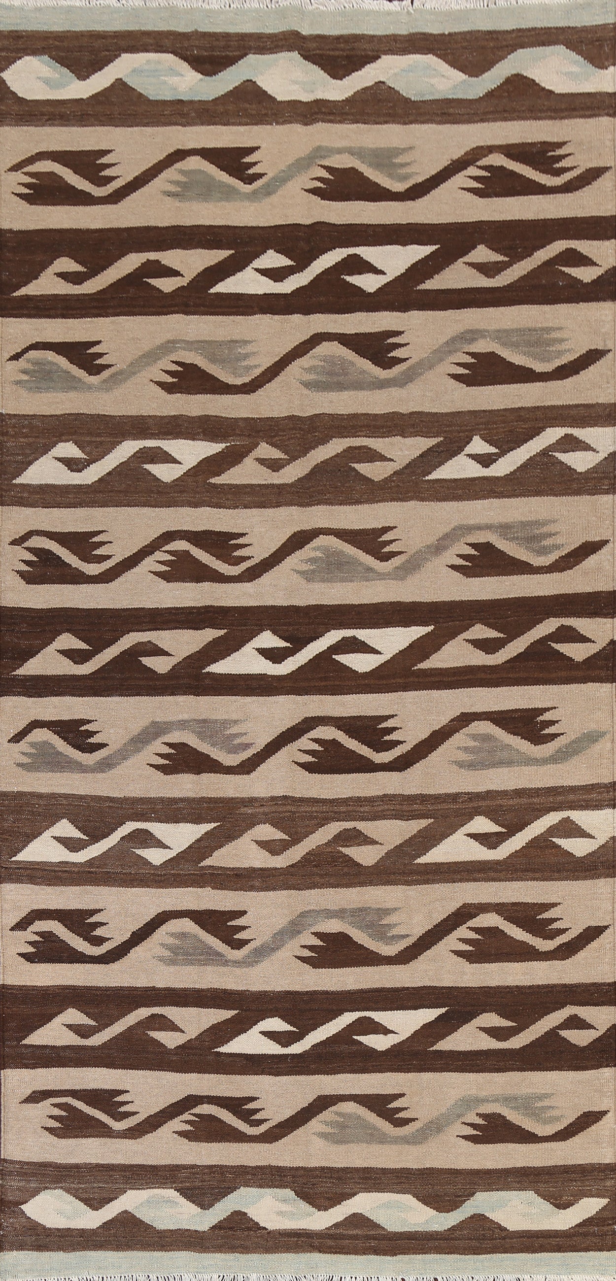 Natural Dye Kilim Flat-Weave Area Rug 5x10