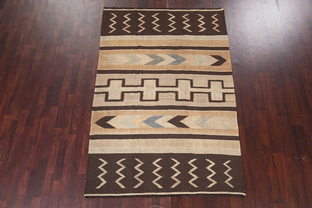 Natural Dye Kilim Flat-Weave Area Rug 5x8