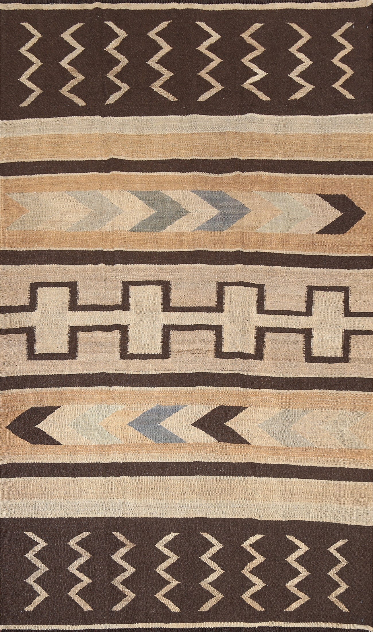 Natural Dye Kilim Flat-Weave Area Rug 5x8