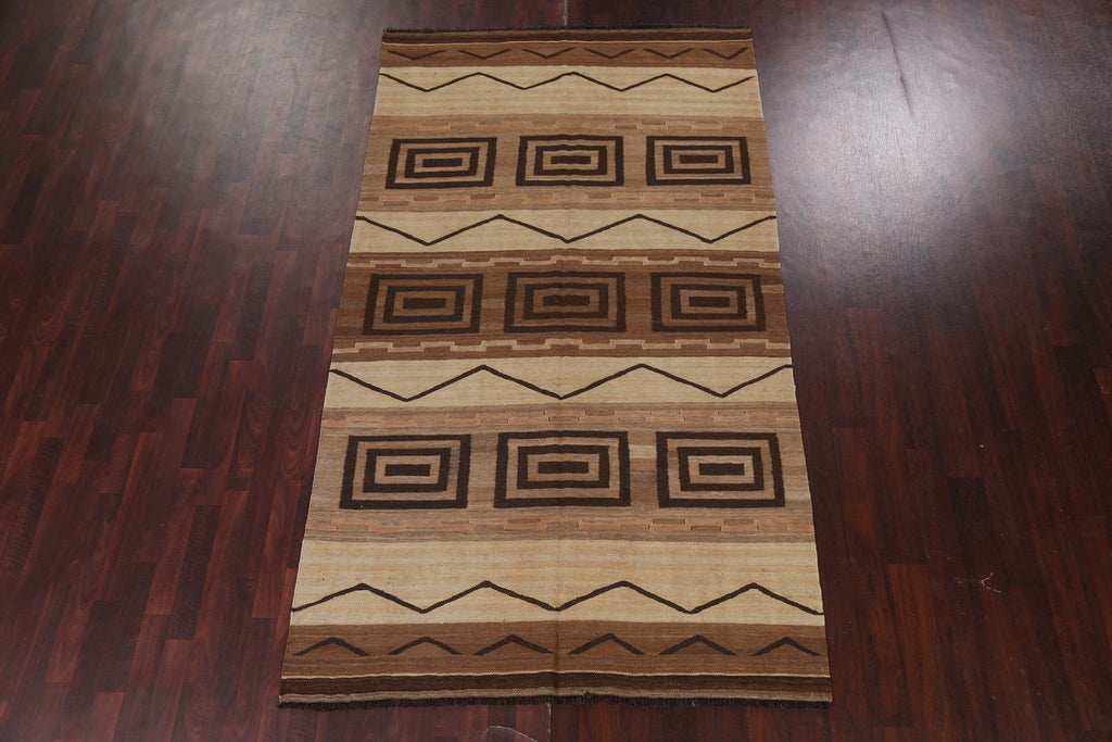 Natural Dye Kilim Wool Area Rug 5x10