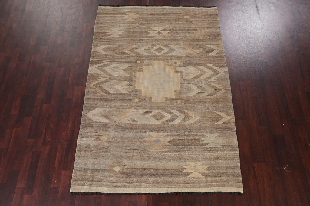 Natural Dye Wool Kilim Oriental Area Rug 6x8