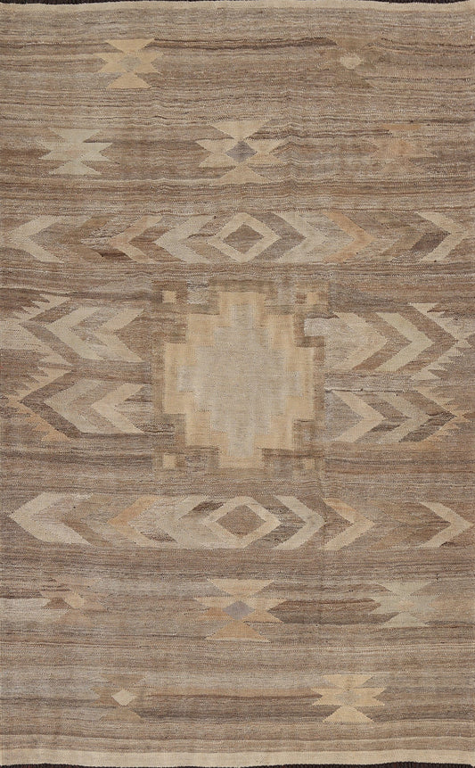 Natural Dye Wool Kilim Oriental Area Rug 6x8