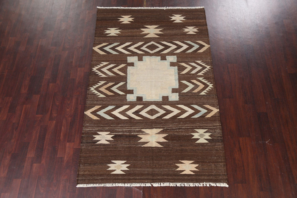 Natural Dye Wool Kilim Oriental Area Rug 6x8