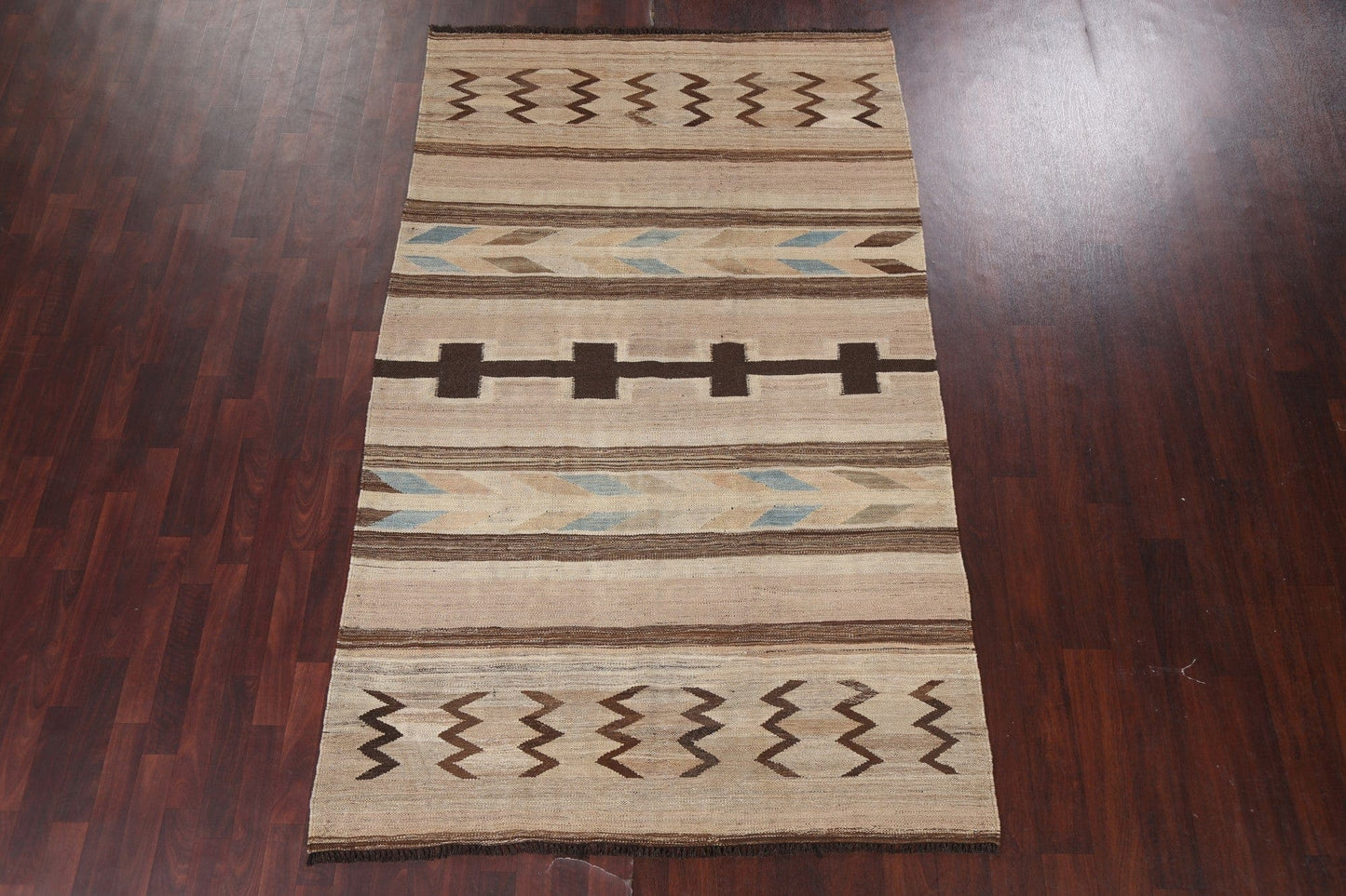 Natural Dye Wool Kilim Tribal Area Rug 5x9