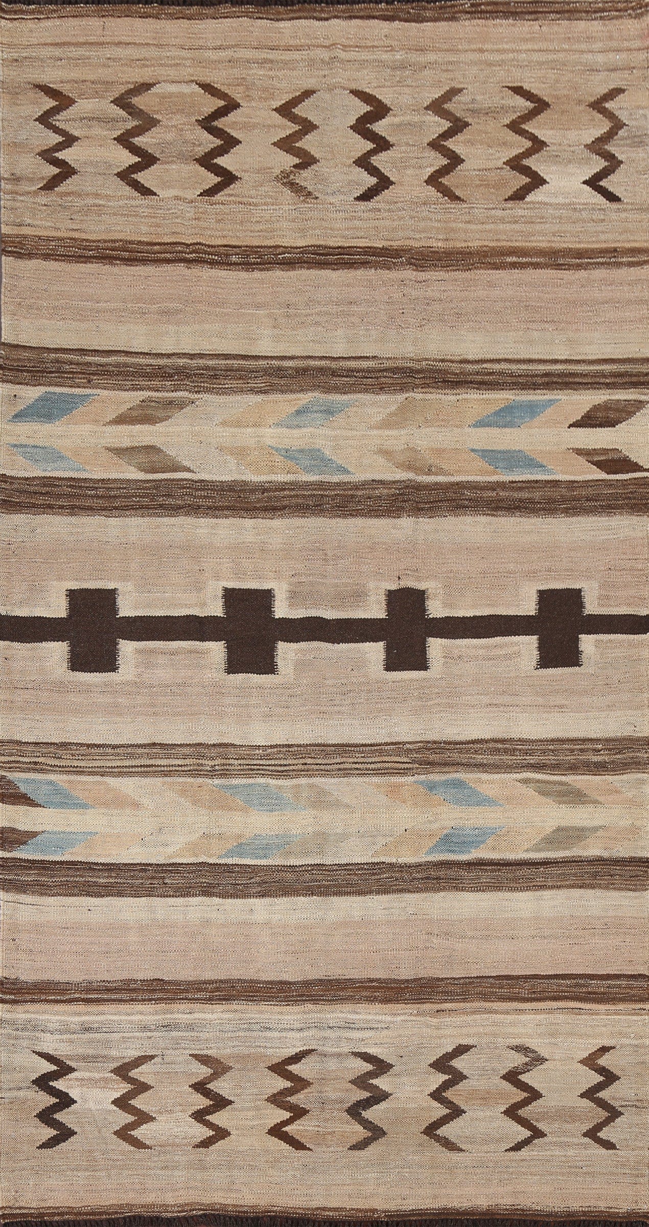 Natural Dye Wool Kilim Tribal Area Rug 5x9