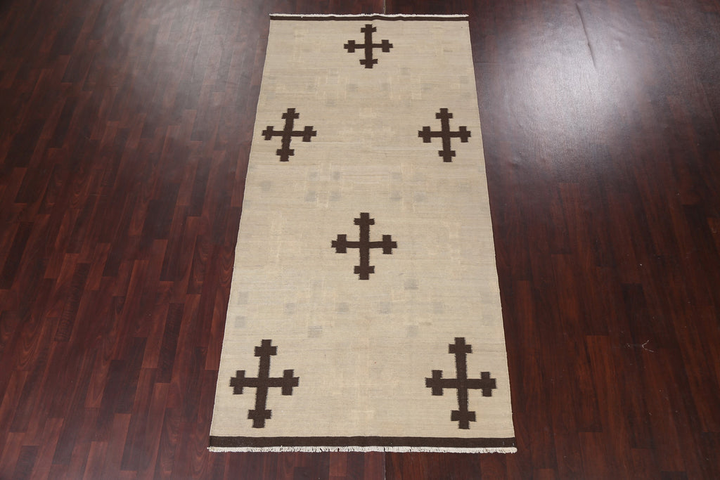 Natural Dye Kilim Flat-Weave Area Rug 5x10