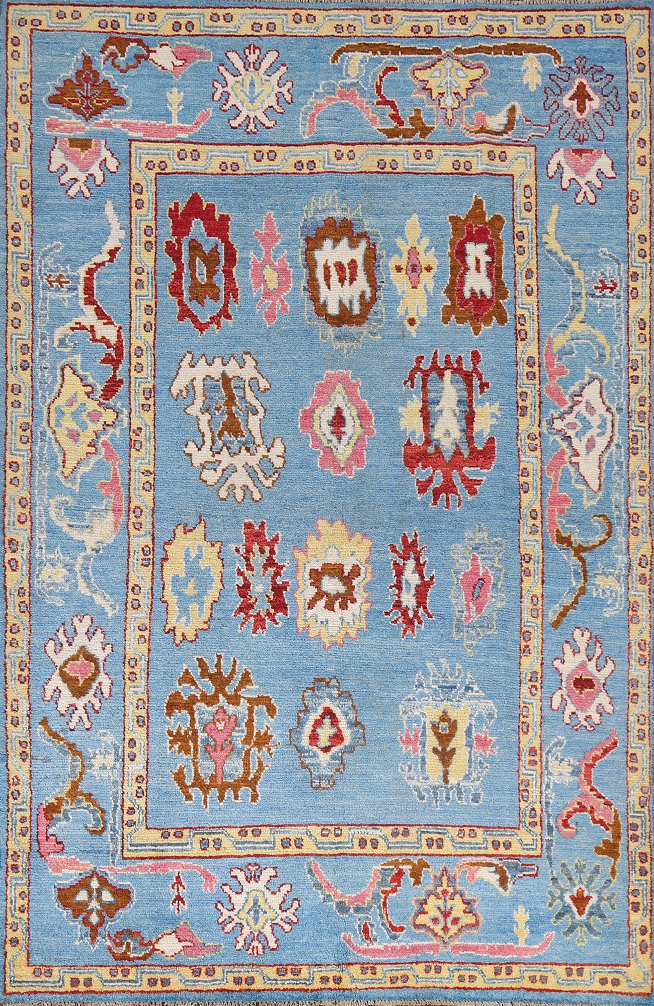 Vegetable Dye Oushak Turkish Area Rug 6x8