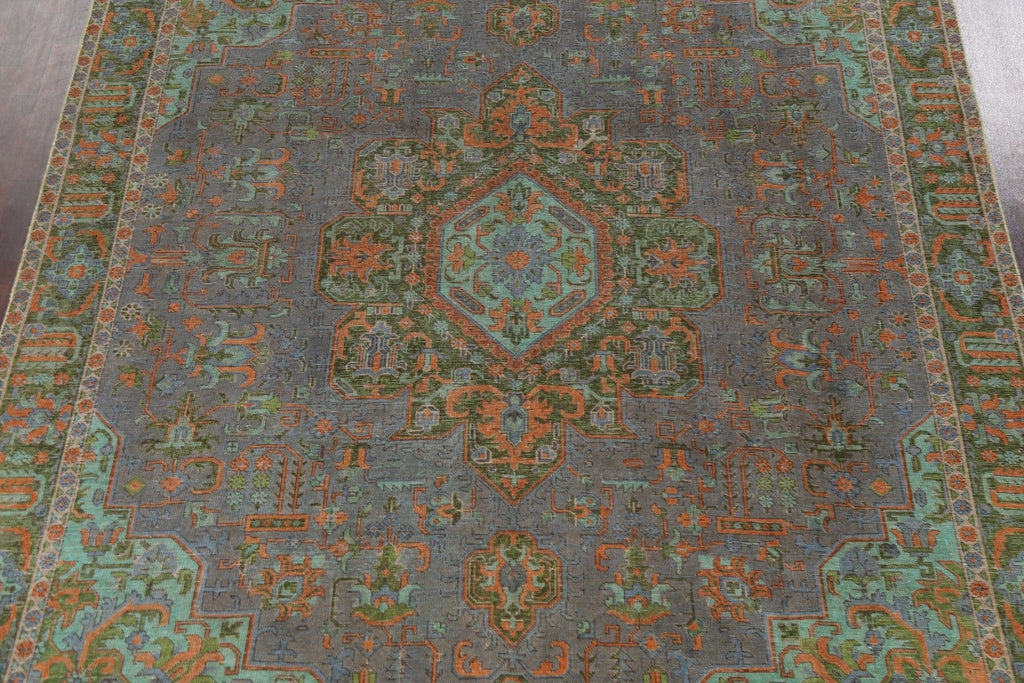 Distressed Over-Dye Tabriz Persian Area Rug 9x12