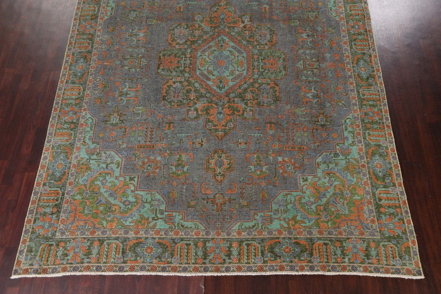 Distressed Over-Dye Tabriz Persian Area Rug 9x12