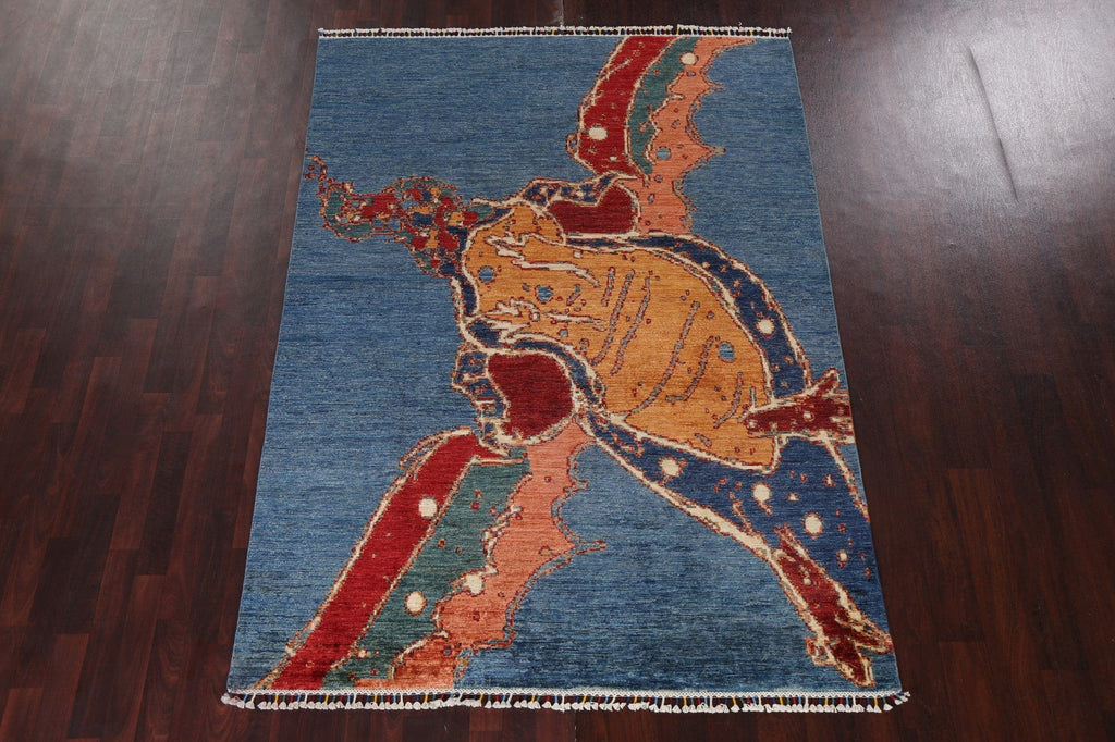 Handmade Abstract Wool Area Rug 6x8