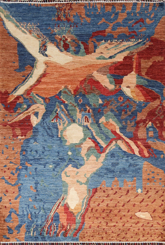 Handmade Abstract Oriental Area Rug 6x8