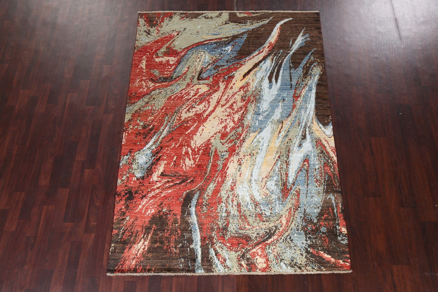 Wool/ Silk Abstract Oriental Area Rug 6x8