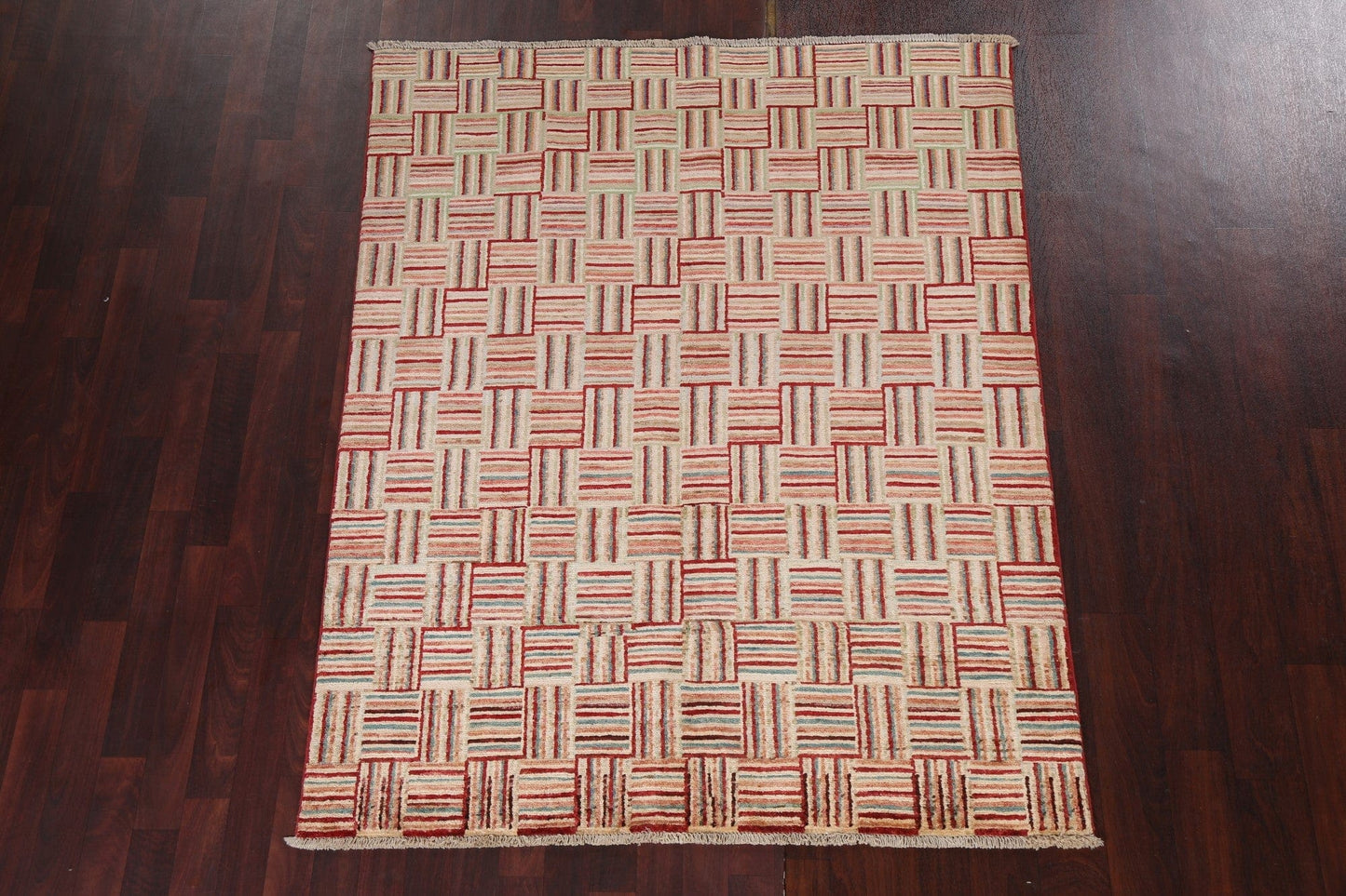 Striped Gabbeh Kashkoli Wool Area Rug 5x6