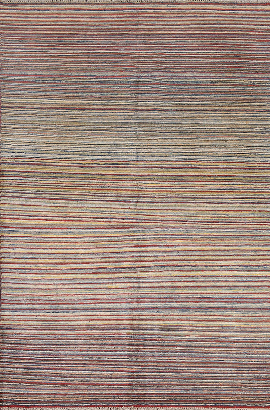 Striped Gabbeh Kashkoli Wool Area Rug 4x6