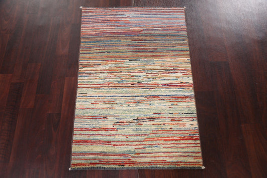 Striped Gabbeh Kashkoli Handmade Wool Rug 2x3