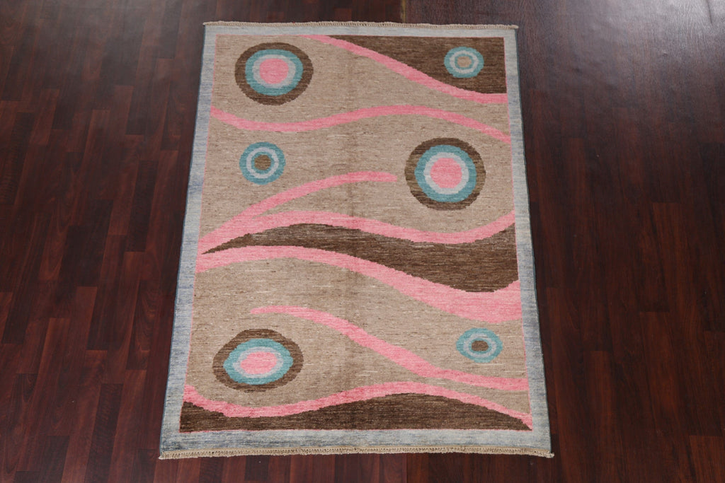 Wool Abstract Handmade Area Rug 5x7