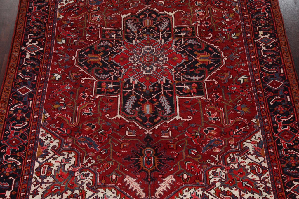 Vintage Red Wool Heriz Persian Area Rug 9x11